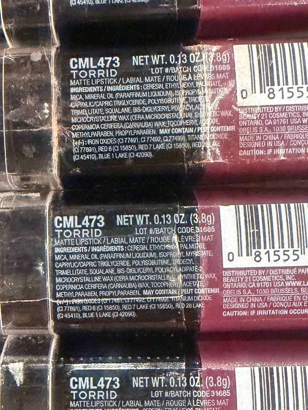 5 L.A. Colors Matte Lipsticks - Torrid CML 473
